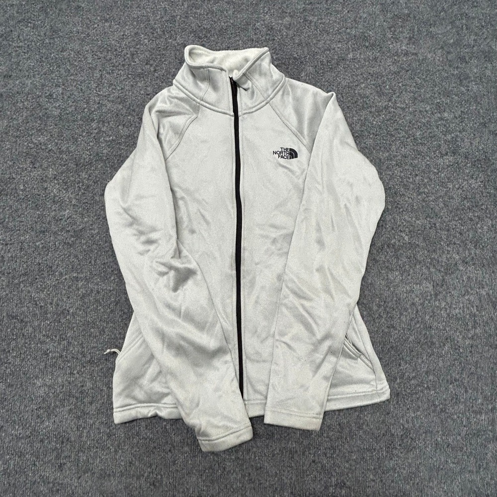 The North Face Jacket Womens Size S Gray Full Zip Fleece Mock Neck Athletic Fit